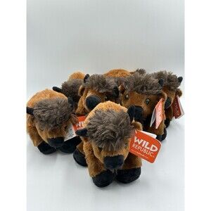 NWT Lot Of 7 Wild Republic Plush 7" Hug Em Bison Buffalo Herd Yellowstone